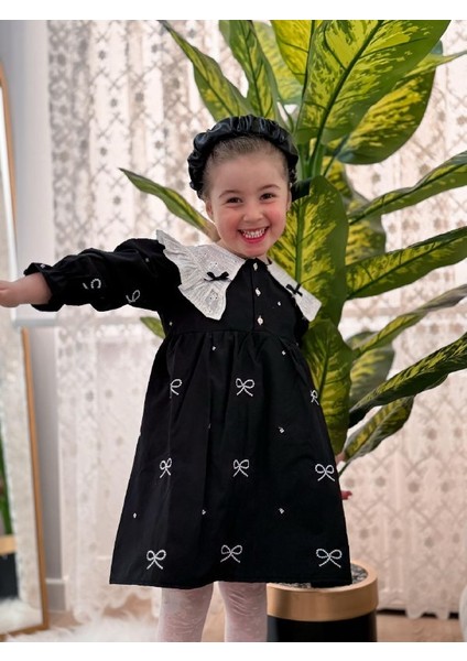 Bebe Yaka Detay Elbise Kız Çocuk Elbise