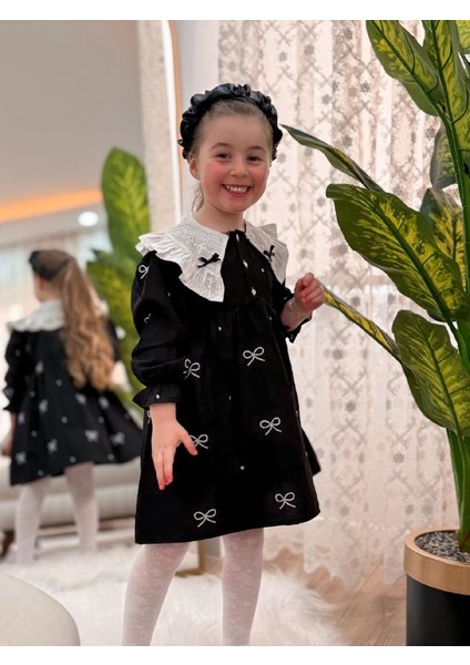 Bebe Yaka Detay Elbise Kız Çocuk Elbise