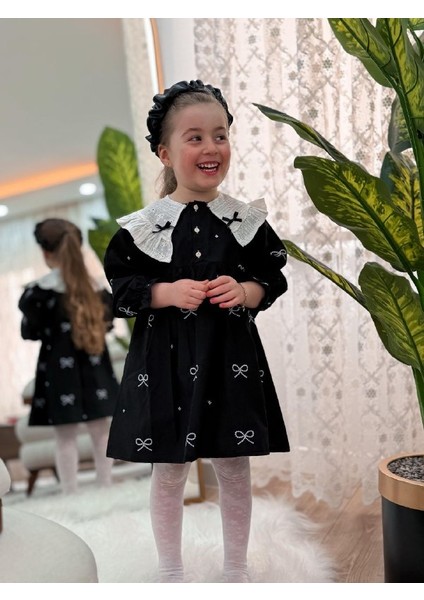 Bebe Yaka Detay Elbise Kız Çocuk Elbise