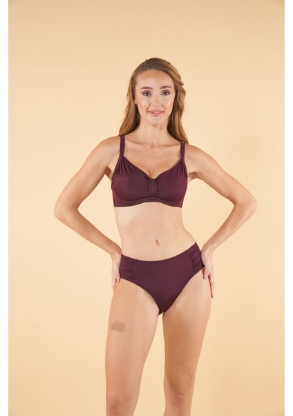 Toparlayıcı Balenli Bikini Takımı - Mürdüm