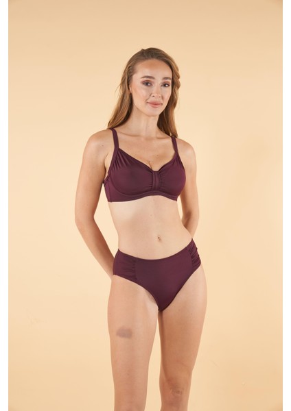 Toparlayıcı Balenli Bikini Takımı - Mürdüm fırsatları