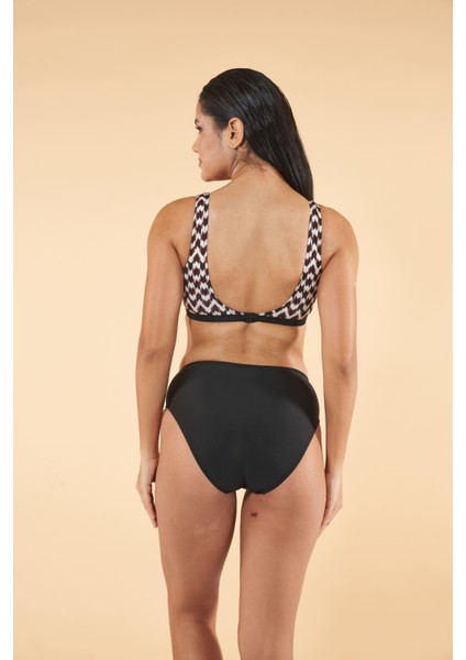 Kaz Ayağı Desenli Toparlayıcı Luplu Bikini Takımı - Kahverengi fiyatları