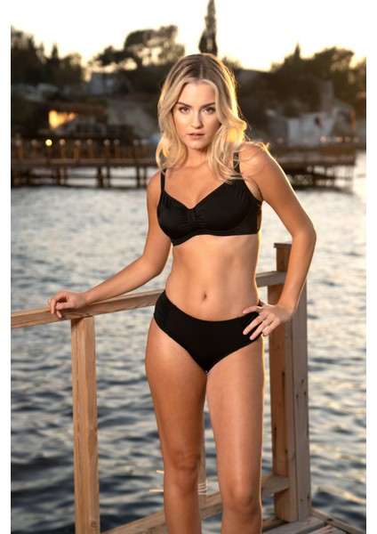 Toparlayıcı Balenli Bikini Takımı - Siyah modelleri