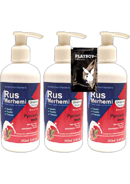 Tüylere Krem 3 Tane 250 ml Ceviz Sütlü & Cevizli Rus Merhemi - Hediye Jel