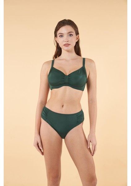 Balenli Luplu Battal Beden Bikini Takımı - Yeşil
