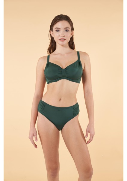 Balenli Luplu Battal Beden Bikini Takımı - Yeşil