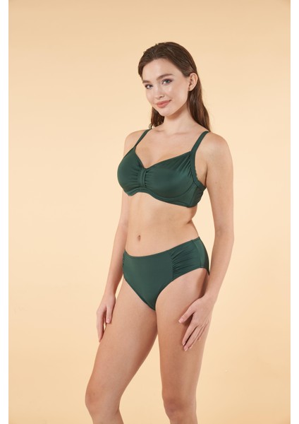 Balenli Luplu Battal Beden Bikini Takımı - Yeşil
