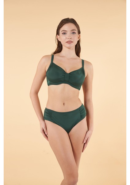 Balenli Luplu Battal Beden Bikini Takımı - Yeşil