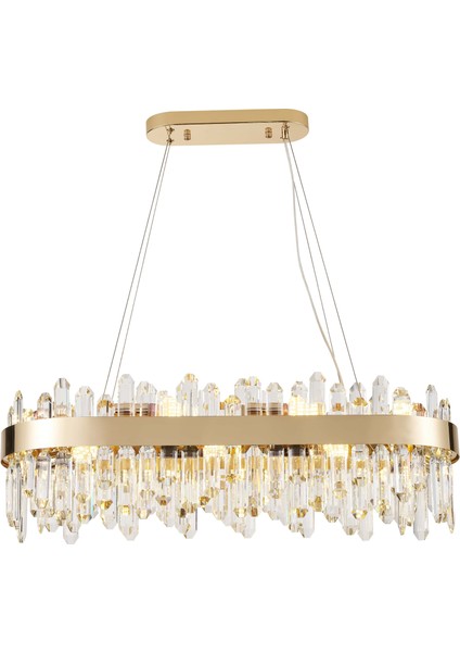 Linfred Yemek Masası Üstü Sıralı Gold Kristal Taşlı Modern Salon Avize fiyatları