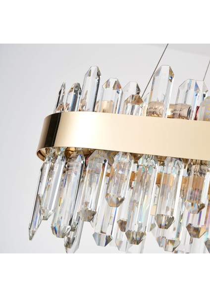 Linfred Yemek Masası Üstü Sıralı Gold Kristal Taşlı Modern Salon Avize fırsatları