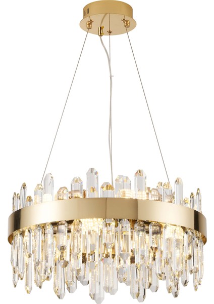 Linfred 50'lik Gold Kristal Taşlı Modern Salon Avize