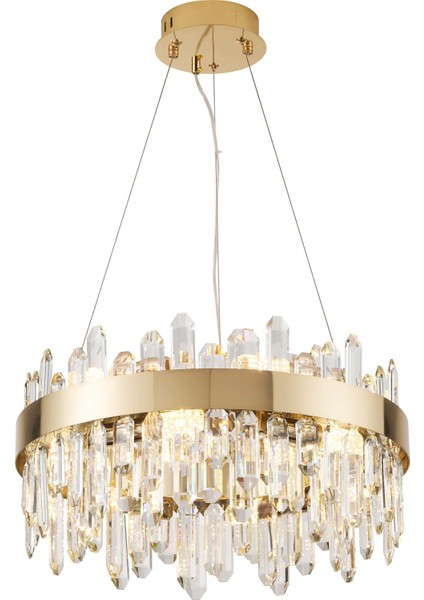 Linfred 50'lik Gold Kristal Taşlı Modern Salon Avize modelleri