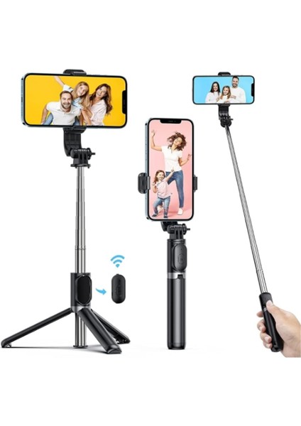 Kumandalı Selfie Çubuğu 170CM Cep Telefonu Video Kaydı, Fotoğraf Için Uzatılabilir Tripod R1-L