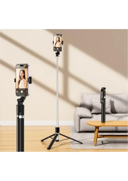 Kumandalı Selfie Çubuğu 170CM Cep Telefonu Video Kaydı, Fotoğraf Için Uzatılabilir Tripod R1-L fırsatları