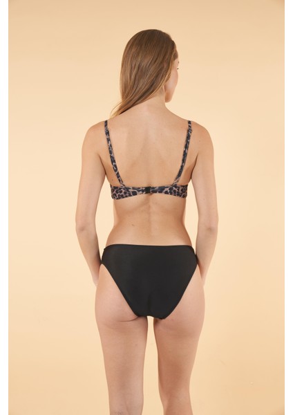 Kaplan Desenli Emprime Bikini Takımı - Kahverengi