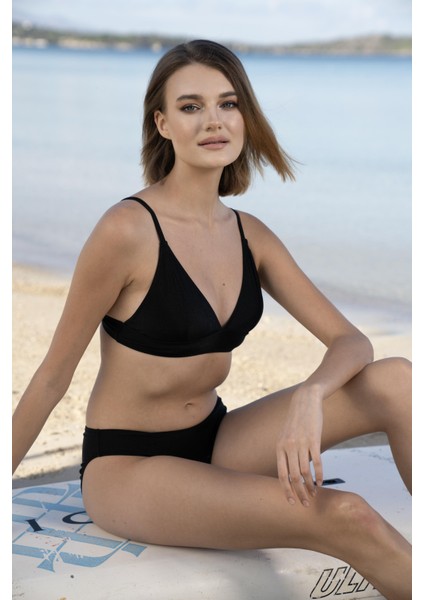 Geniş Bantlı Toparlayıcı Üçgen Bikini Takımı - Siyah fiyatları