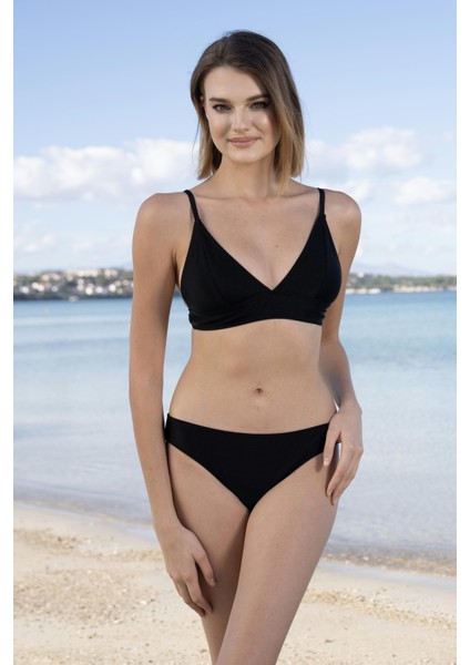 Geniş Bantlı Toparlayıcı Üçgen Bikini Takımı - Siyah modelleri