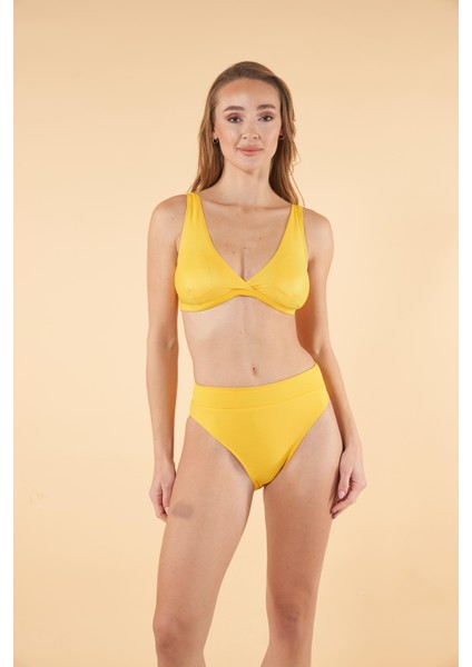Kemerli Kruvaze Bikini Takımı - Limon