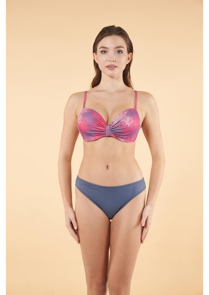 Desenli Emprime Kaplı Bikini Takımı - Petrol
