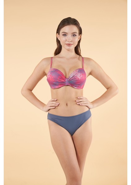 Desenli Emprime Kaplı Bikini Takımı - Petrol