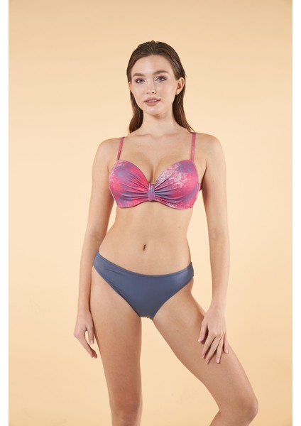 Desenli Emprime Kaplı Bikini Takımı - Petrol