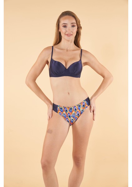 Desenli Emprime Bikini Takımı - Lacivert