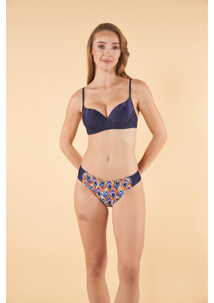 Desenli Emprime Bikini Takımı - Lacivert