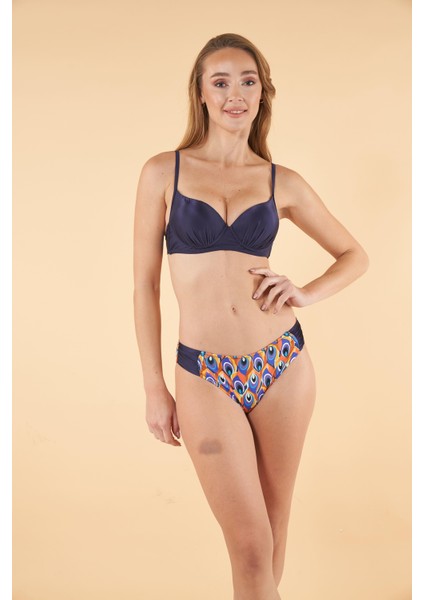 Desenli Emprime Bikini Takımı - Lacivert
