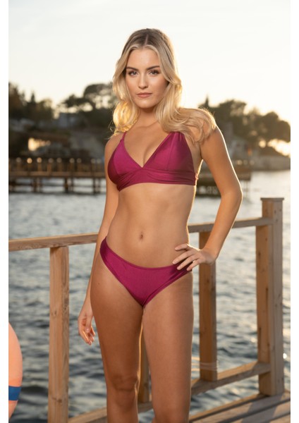 Geniş Bantlı Toparlayıcı Üçgen Bikini Takımı - Fuşya indirimleri
