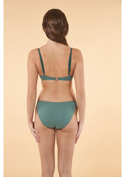 Puantiyeli Büzgülü Balenli Bikini Takımı - Yeşil fiyatları
