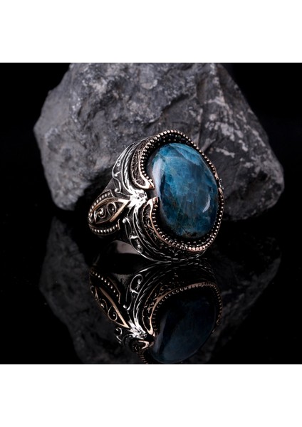 Azurit Taşlı 925 Ayar Erkek Gümüş Yüzük