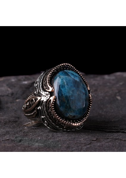 Azurit Taşlı 925 Ayar Erkek Gümüş Yüzük fırsatları