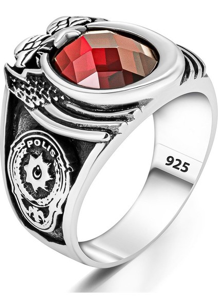 Polis Armalı Zirkon Taşlı Gümüş Yüzük