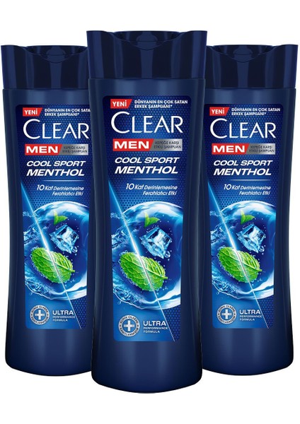 Men Şampuan Cool Sport Menthol Ferahlatıcı Mentol Etkisi 350 ml x 3 Adet