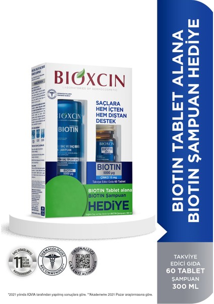 Biotin 5000 Mcg 60 Tablet Biotin Şampuan 300 ml Kofre