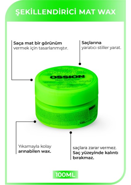Ossion Mat Wax Şekillendirici Krem 100 ml Yüksek Tutuş Kolay Yıkanabilir indirimleri