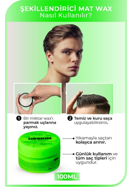 Ossion Mat Wax Şekillendirici Krem 100 ml Yüksek Tutuş Kolay Yıkanabilir