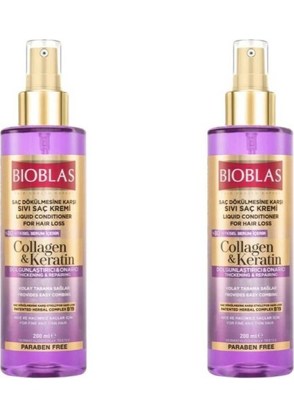 Sıvı Saç Kremi Kolajen – Keratin 2 x 200 ml