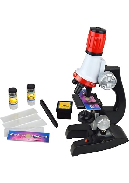 Moleküler Biyolojik Çoçuk Eğitici Mikroskop Kiti LED Işıklı Zoom 100X 400X 1000X 1200X