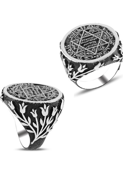 Eskitme Hz Süleyman Mührü Işlemeli Gümüş Yüzük fiyatları