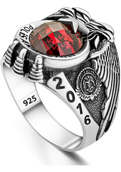 Polis Akademisi Işlemeli Polis Armalı Gümüş Yüzük