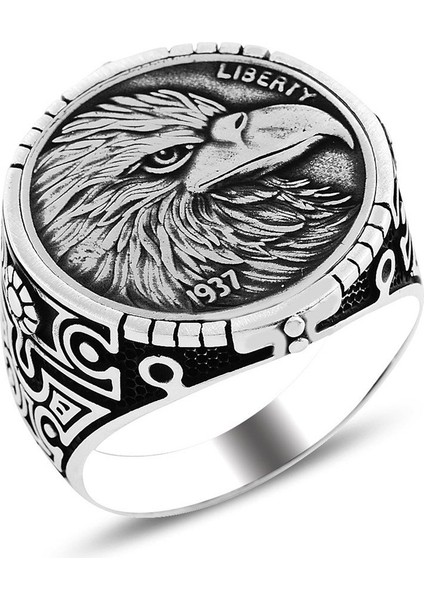 Liberty Kartal Işlemeli Gümüş Yüzük