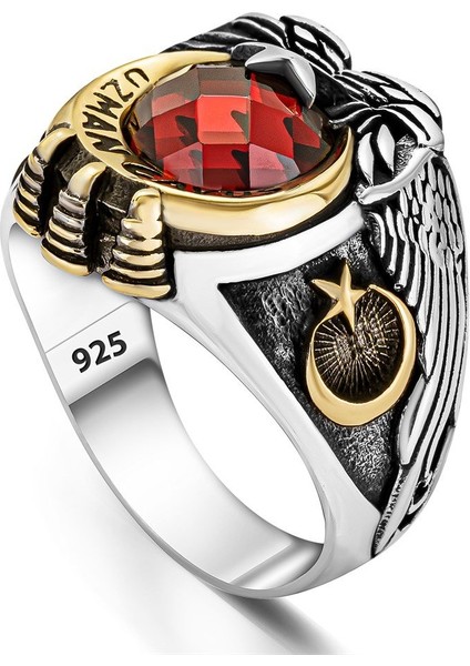 Uzman Çavuş Tuğra Işlemeli Gümüş Yüzük