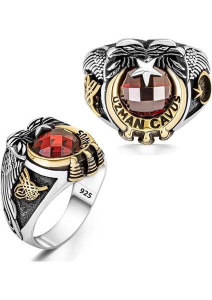 Uzman Çavuş Tuğra Işlemeli Gümüş Yüzük fiyatları