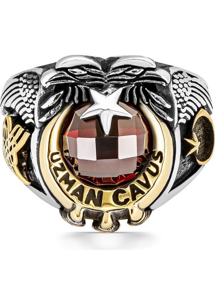 Uzman Çavuş Tuğra Işlemeli Gümüş Yüzük modelleri