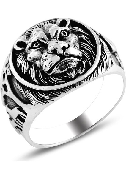 Aslan Motifi Işlemeli Gümüş Yüzük