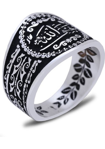 Hasbiyallah Yazılı Osmanlı Motifli Gümüş Yüzük