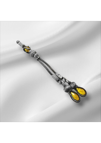 Zirkon Taşlı 1000 Ayar Gümüş Kazaz Püskül