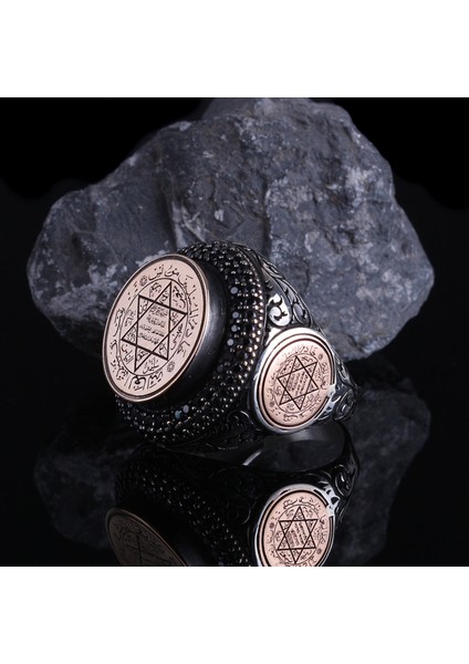 Mührü Süleyman Motifli 925 Ayar Gümüş Yüzük