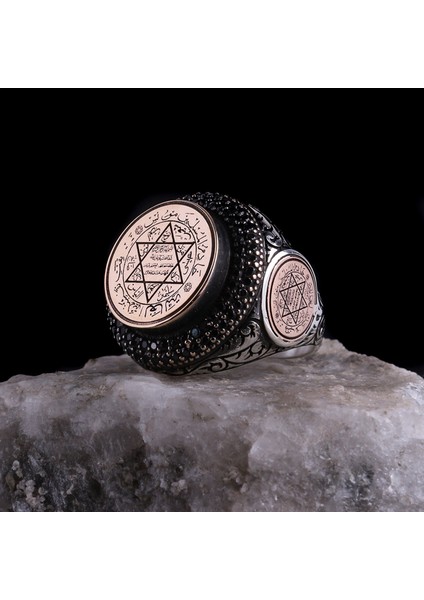 Mührü Süleyman Motifli 925 Ayar Gümüş Yüzük modelleri